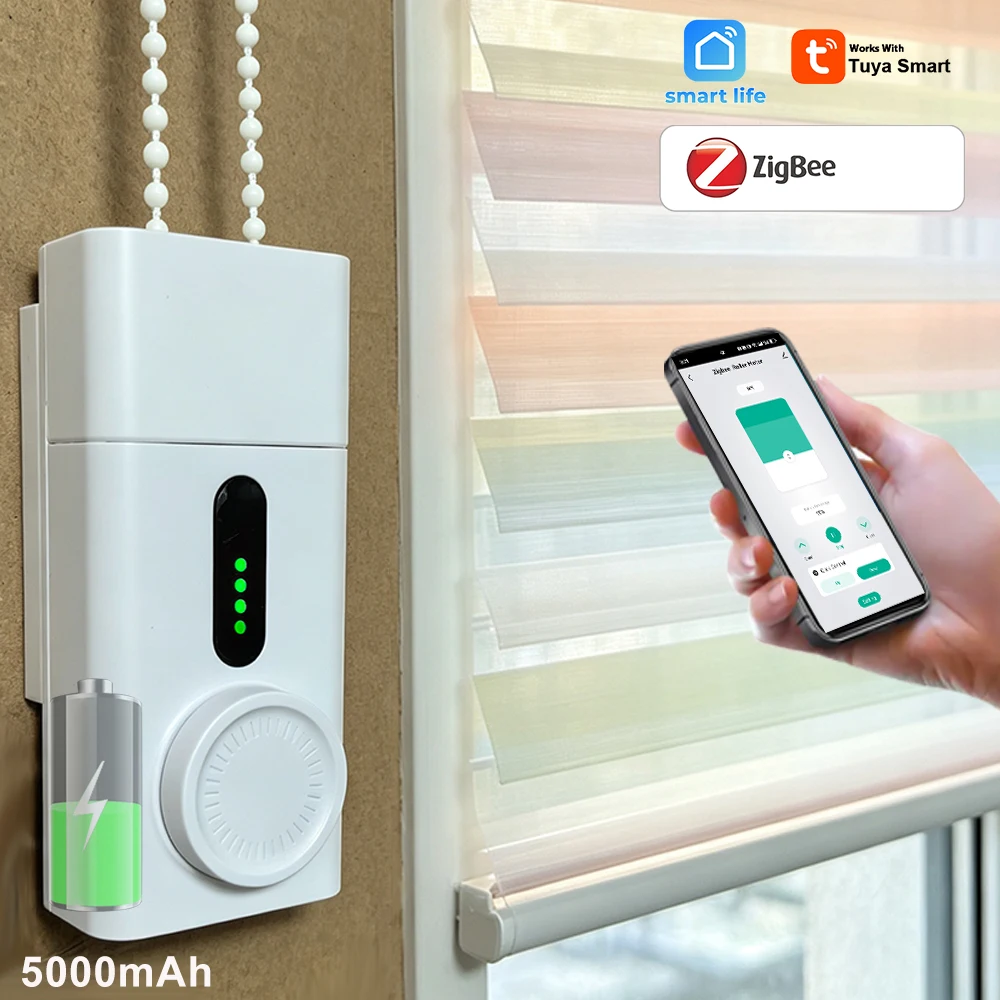 Tuya Zigbee Smart Roller Shade Driver Electric Blinds Motor Power By Battery Works with Tuya Alexa Google Home Yandex Voice
