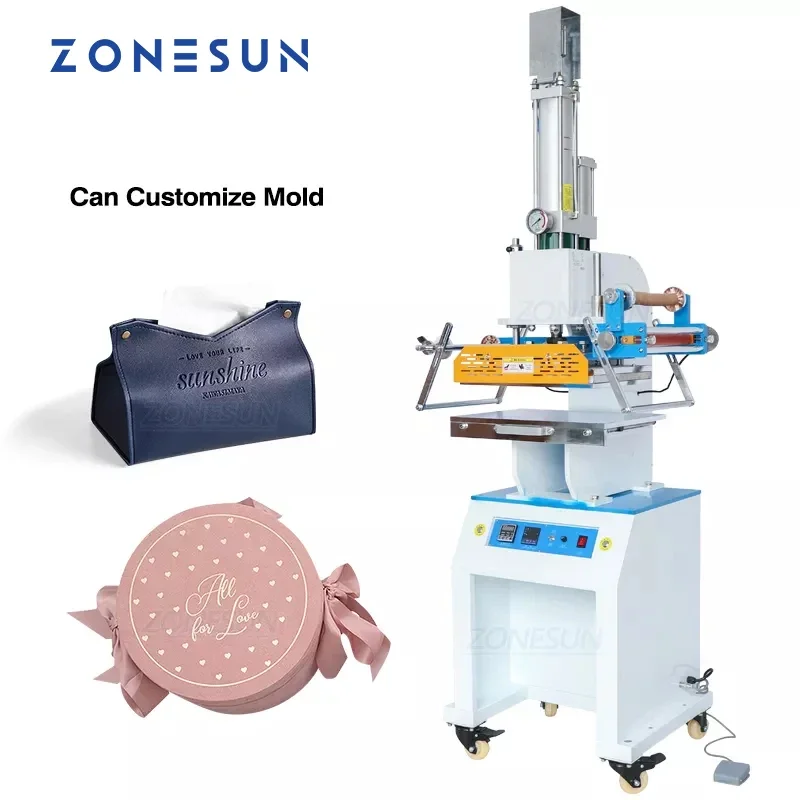 

ZONESUN ZSP-890M2 Pneumatic Stamping Machine leather LOGO Creasing machine LOGO stampler name card stamping machine