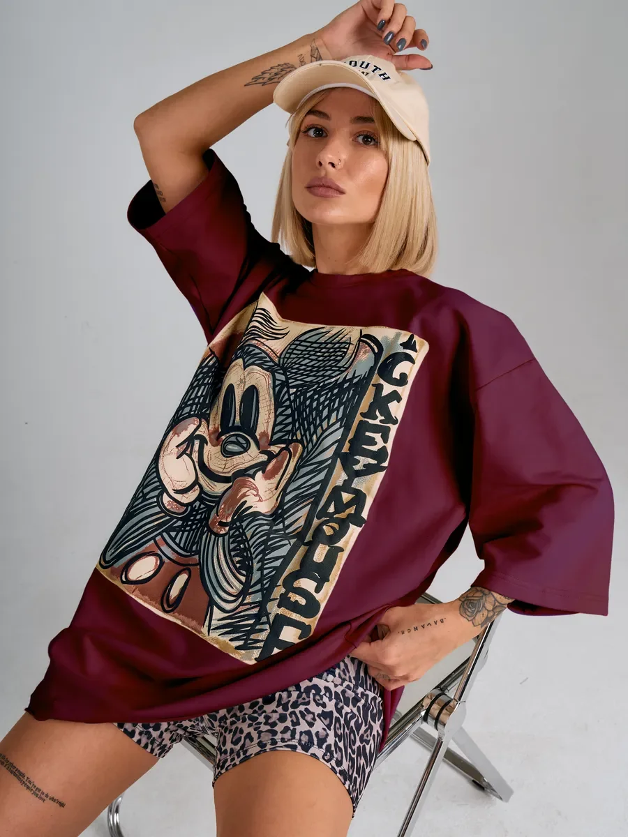 

Ins Casual Cute Streetwear Loose Short Sleeve Printed Loose T shirt Women Versatile Temperament Retro T Shirt Women