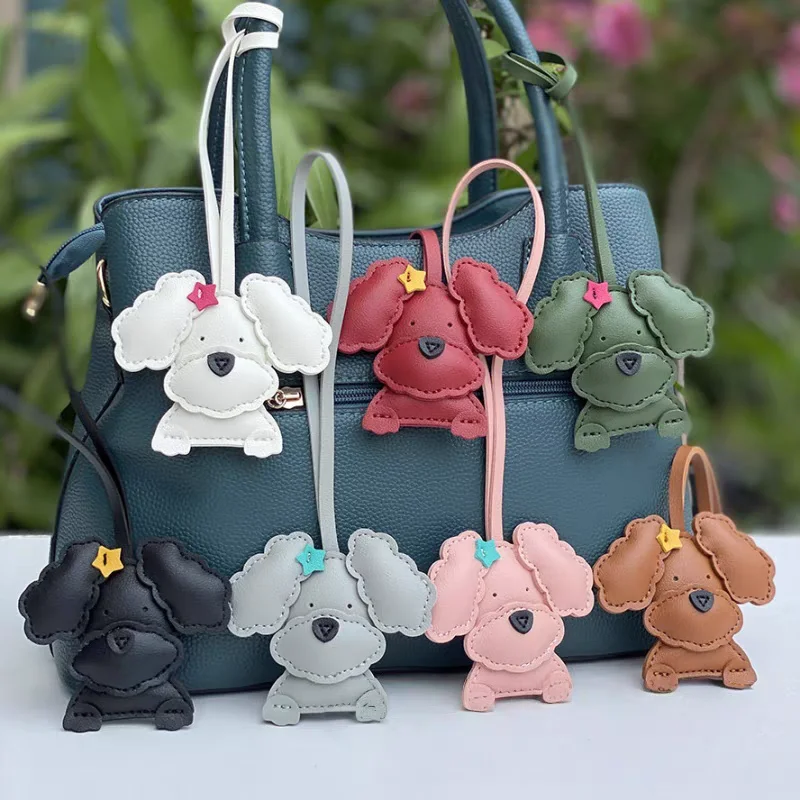 

Cute Teddy ​​bag Pendants New Curly-haired Dog Keychain Pendant Niche Design Accessory Leather Waterproof Material Pendant Gifts