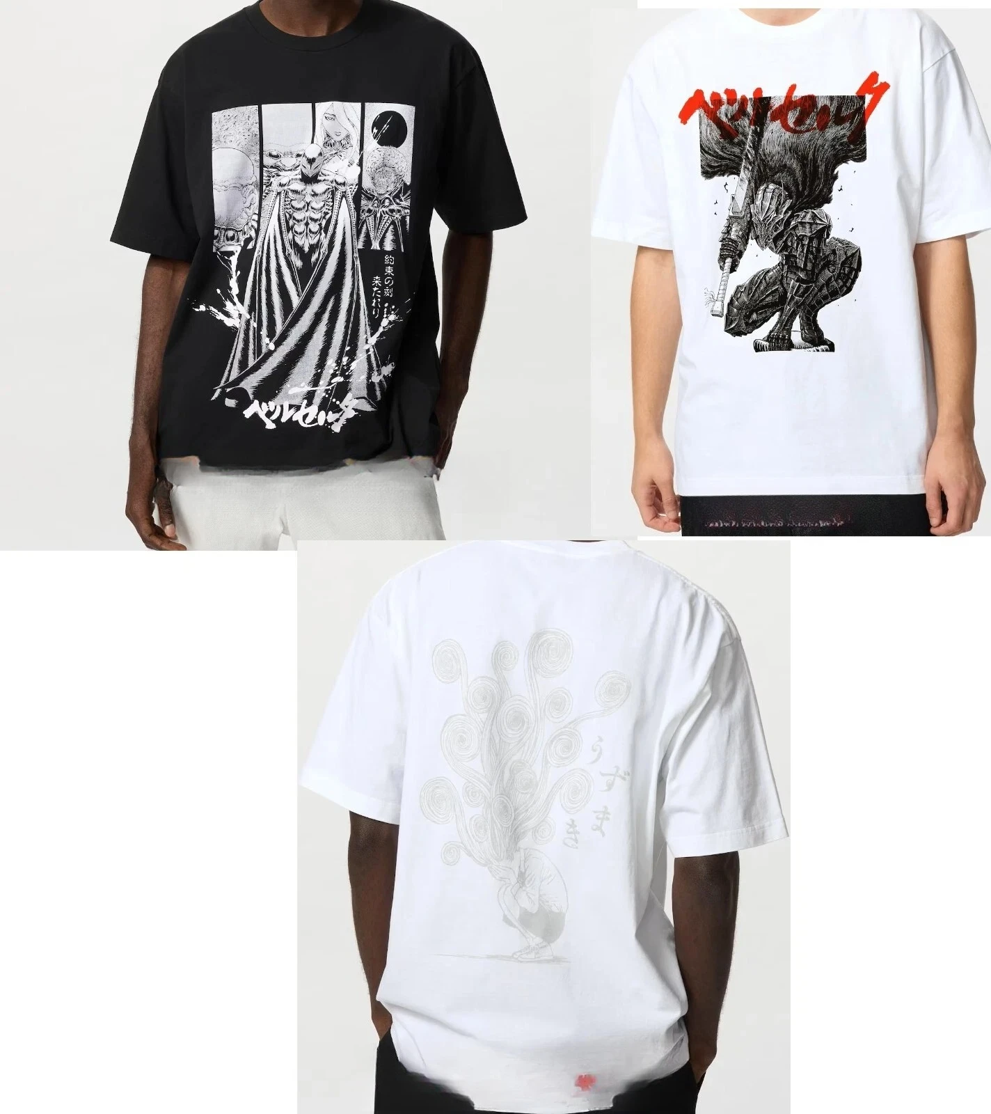 Colección de edición limitada Manga Curation UT Berserk Parasyte Uzumaki Camiseta de algodón Japón Anime restauración Original