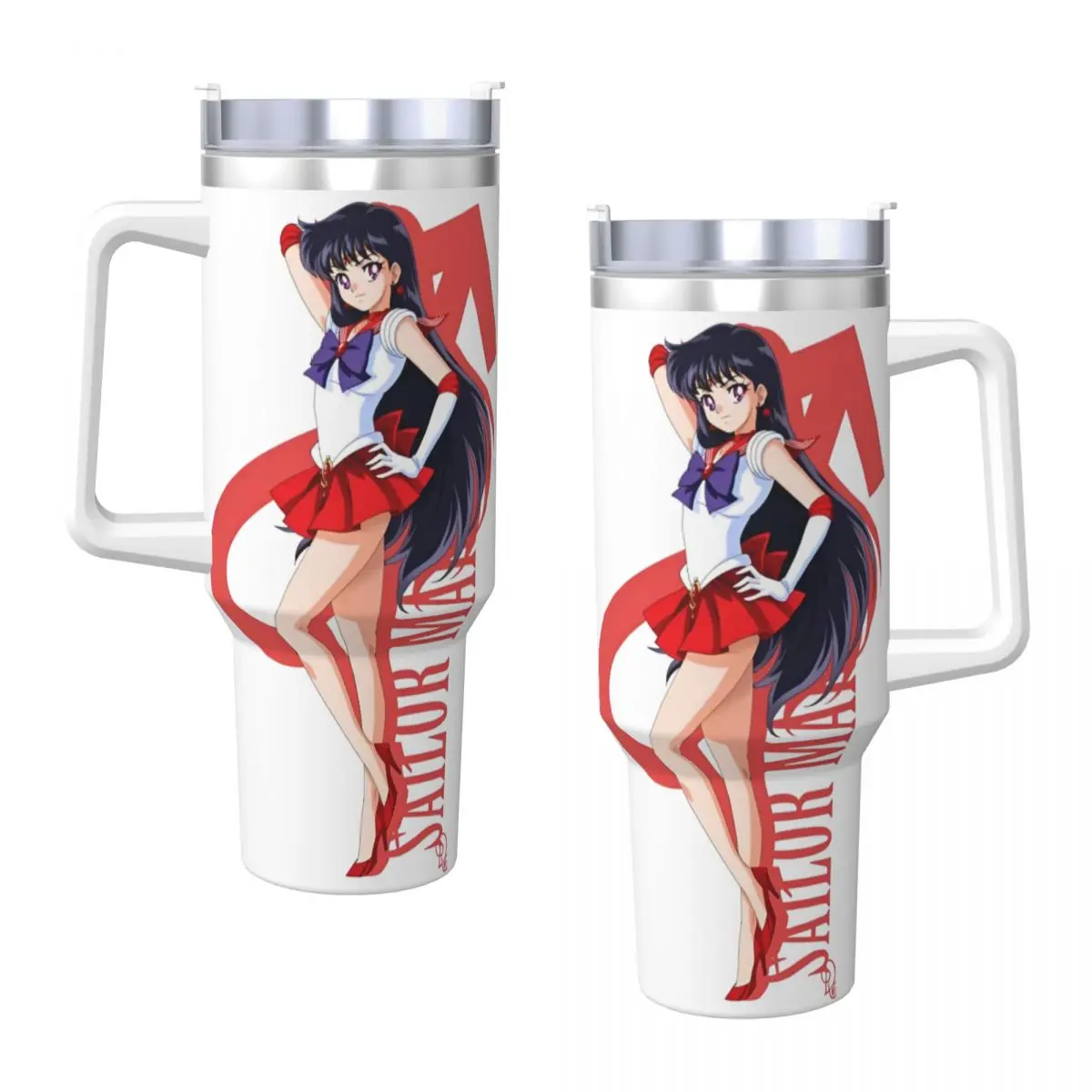 S-Sailor Mars Moons Stainless Steel Tumbler Camping Coffee Mug With Straws and Lid 40oz Mugs Cup Hot Drinks Water Bottle