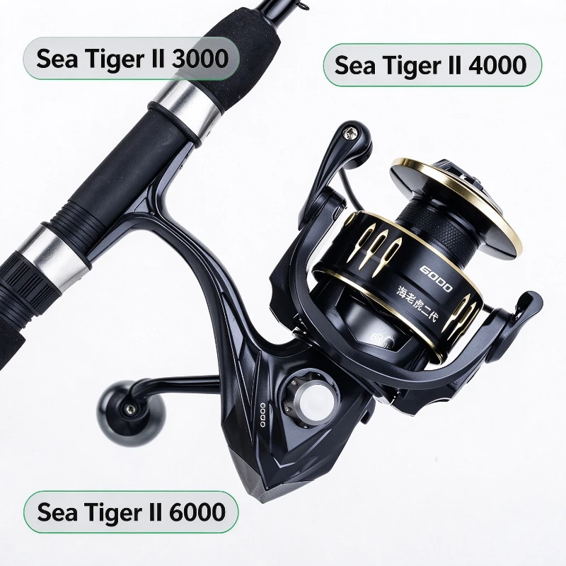Teben Hailaohu Gen2 Spinning Reel 3000/4000/6000 Salt Resistant Powerful Drag Dual Guide Rail Lightweight Anchor Fishing Reel