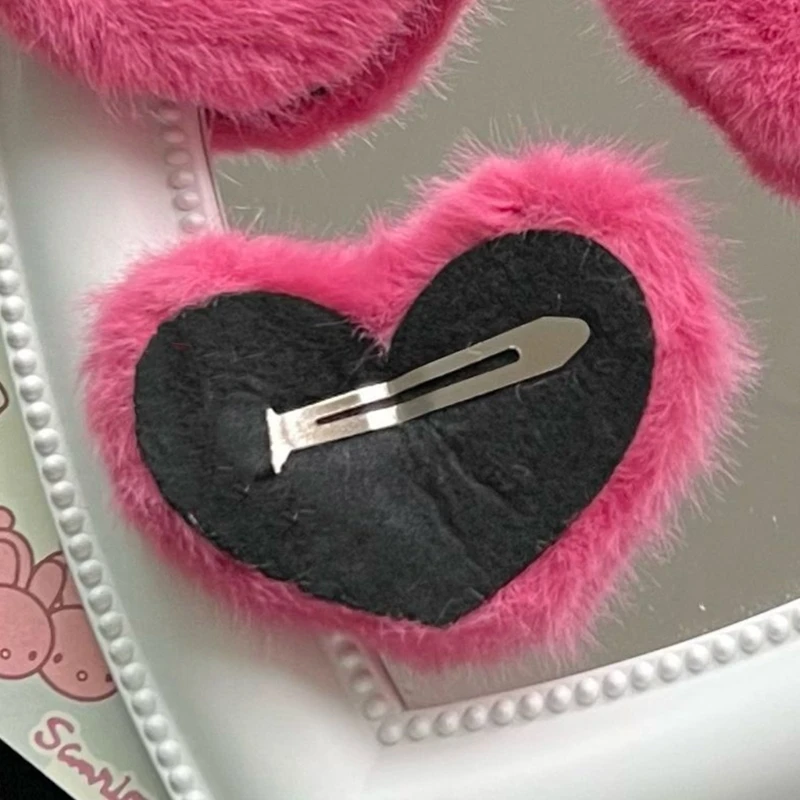 Horquillas con forma corazón para mujer, pinza para con forma corazón felpa, pasador estilo Y2k, pinza para