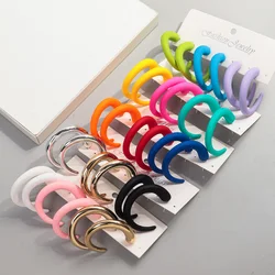 3 Paar/set Kleurrijke Acryl Grote Cirkel Oorbel Hoepels Voor Vrouwen Punk Ronde C Vorm Huggies Oorbel Koreaanse Mode Sieraden Cadeau