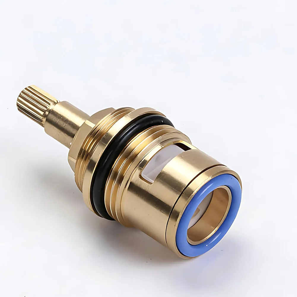 2-Pack 3/4 Inch Brass Disc Cartridge 50mm Height 20-Tooth Stem Hot/Cold Water Valve Core High-Flow Leak-Proof Replacement For Ba