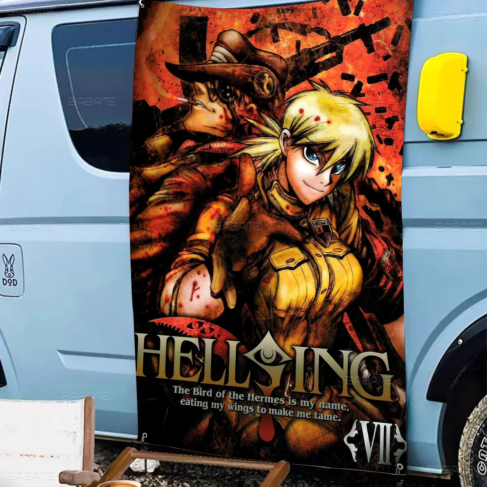 Cartoon Hellsing Retro Flags Multiple Choice Living Studio Booth Interior Decoration Banner