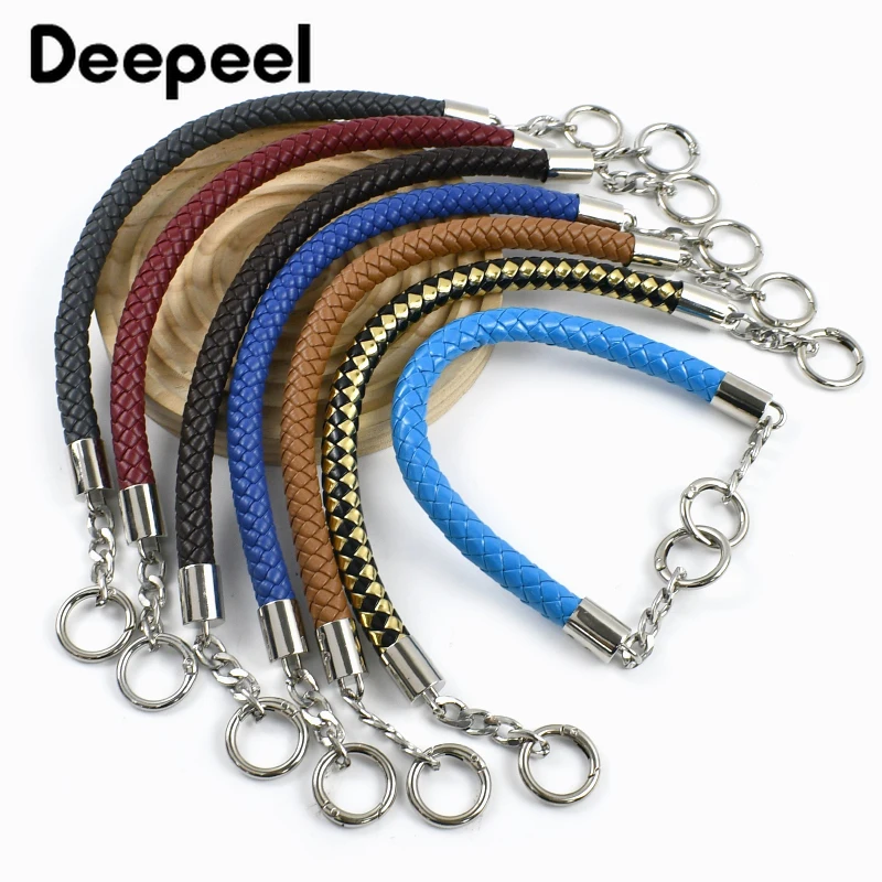 

2Pcs 30/40/50/60cm Weave Leather Rope Bag Handles Handbag Shoulder Straps DIY Handmade Replace Bag Chain Purse Accessories