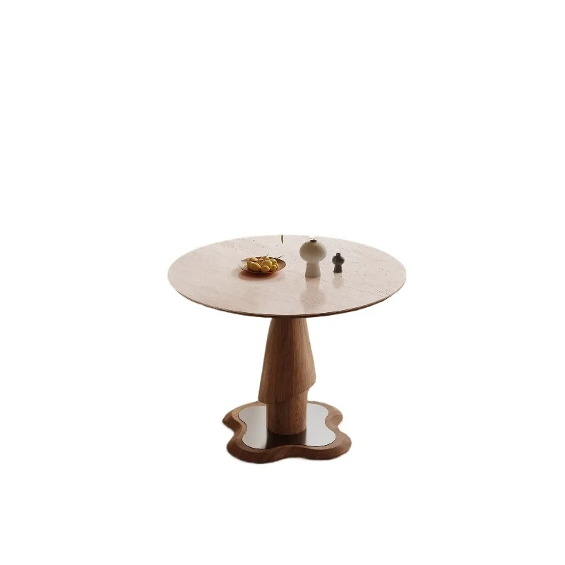 All solid wood round dining table, household small apartment can be retractable and folded, and can be square and round dining