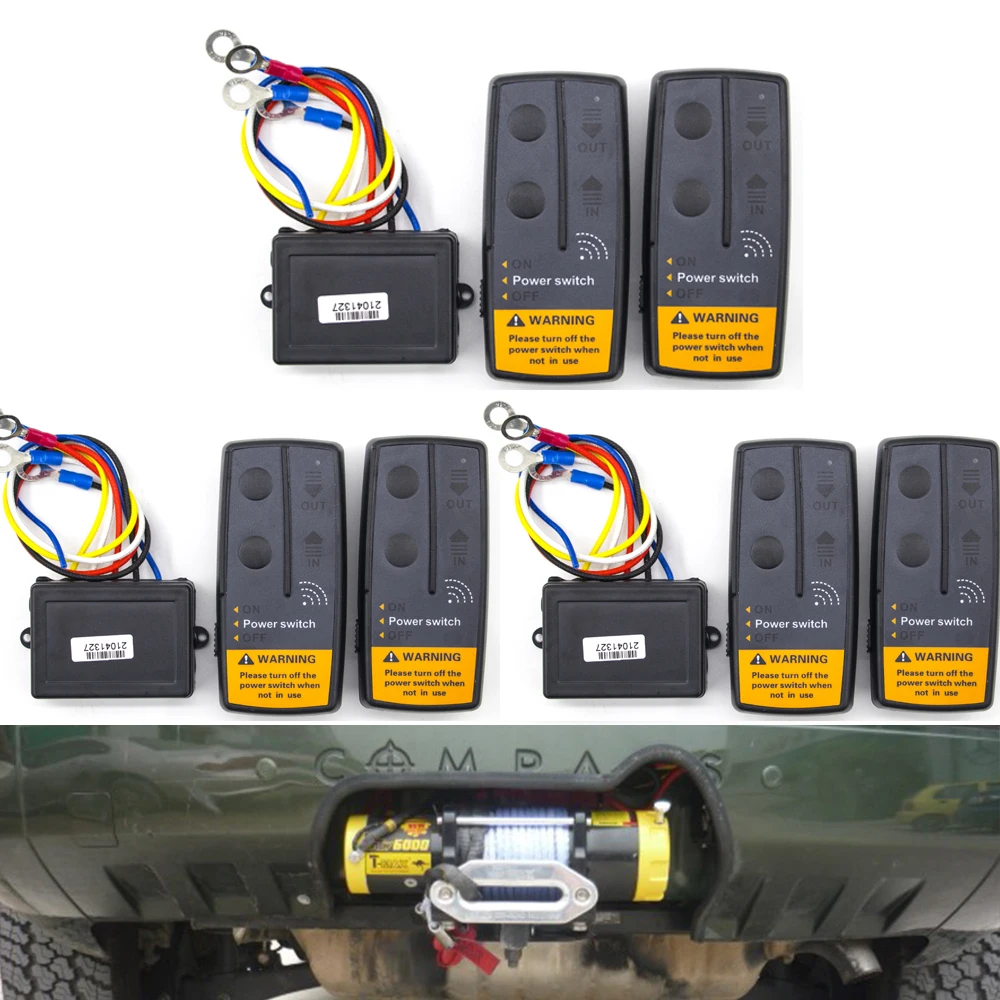 3 Set 2.4G 12V 24V 50M Digital Wireless Winches Remote Control Controller Recovery Kit For Jeep ATV SUV Trailer 120W 100ft