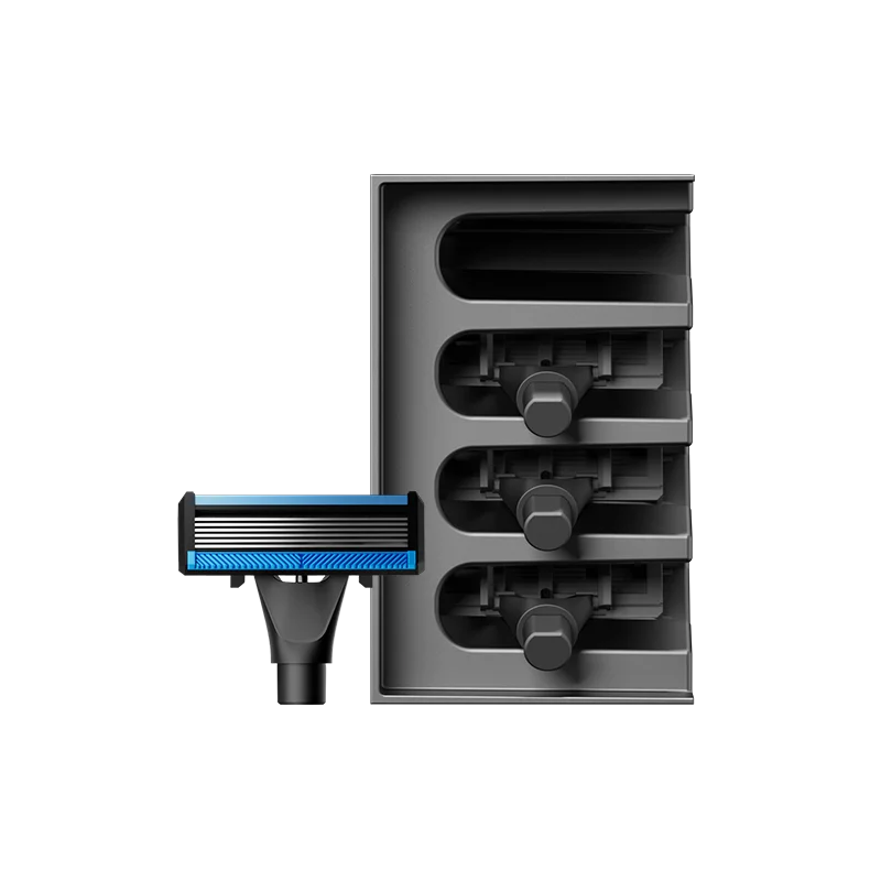 Huanxing 4Pcs Replacement Razor Heads, 6+1 German Blades, Hitachi Steel, Magnetic Snap-On, Silky Lubrication Strip