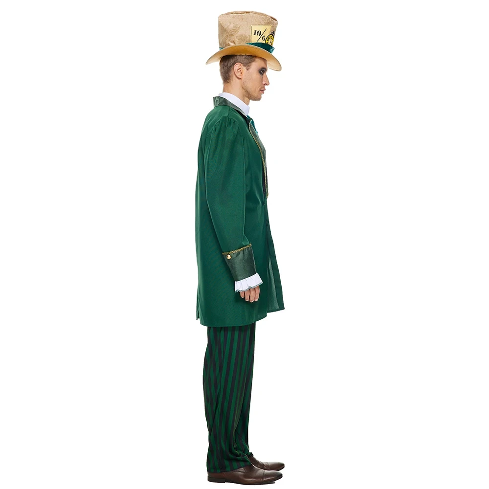 Alice In Wonderland Costumes Men Mad Hatter Clown Cosplay Outfits Suits Halloween Carnival Party Fancy Dress Performance Costume