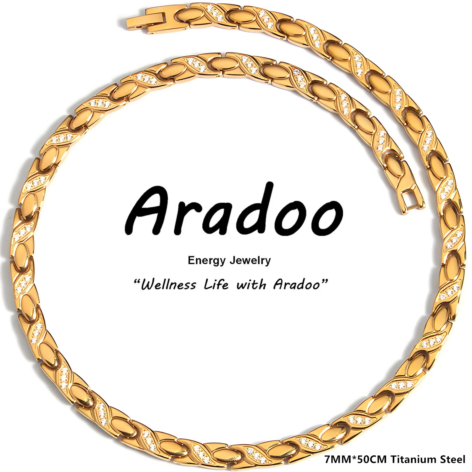 

ARADOO Premium Titanium Steel Crystal Necklace for Women Men Magnetic Stainless Steel Collar Jewelry Gifts