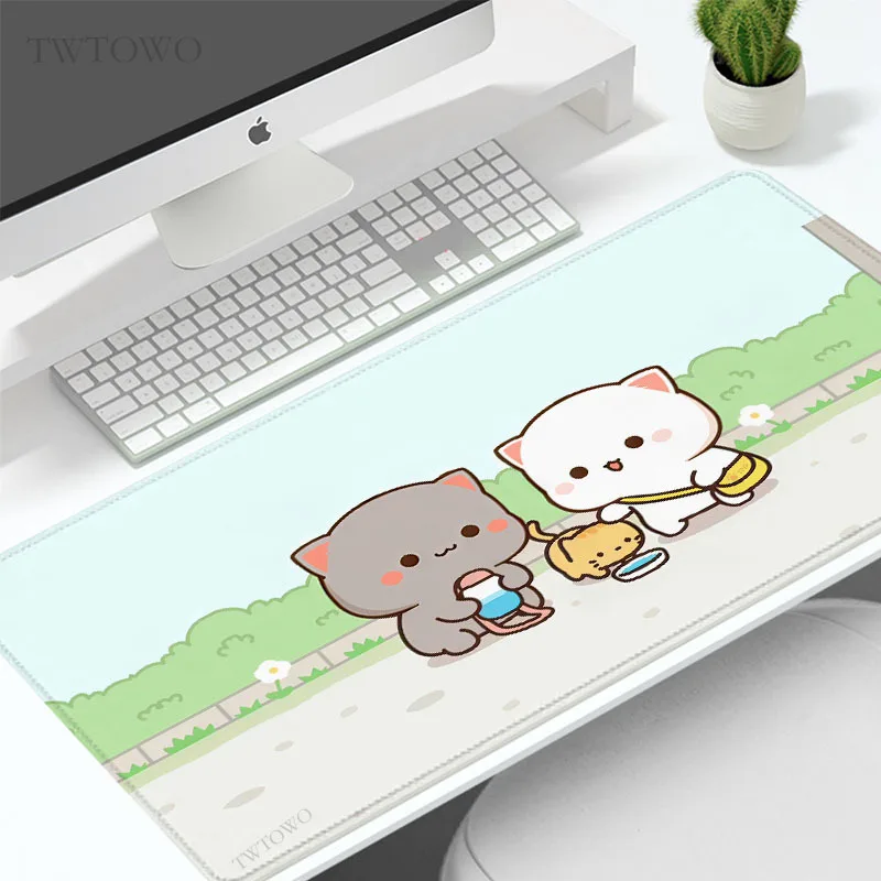 Mouse Pad Gamer Cute Anime Peach Mochi Cat XL New Computer Custom Large Mousepad XXL Carpet Soft Office Laptop Mice Pad