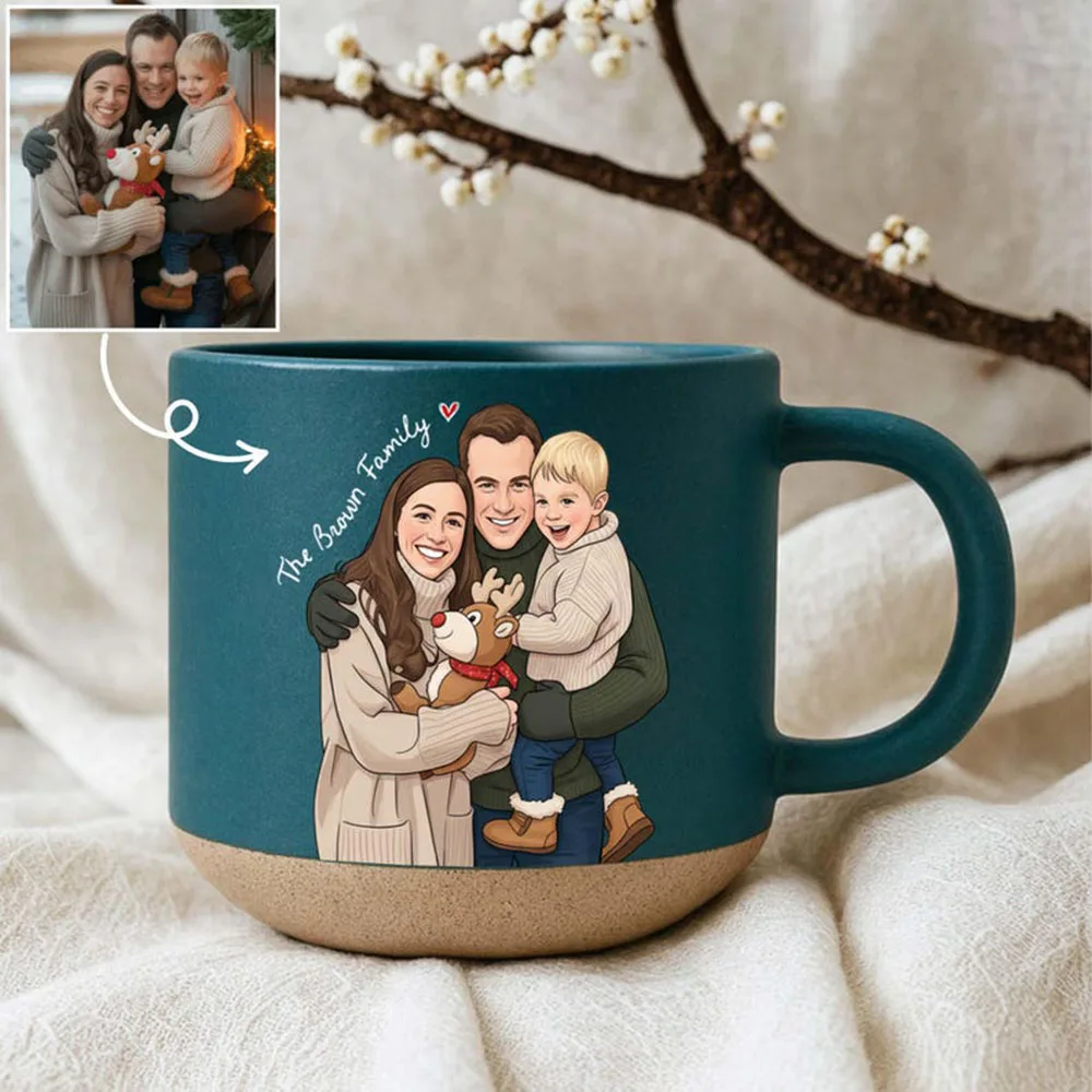 

Watercolor Photo Pottery Mug Custom Couple Portrait Mug Birthday Gift For Him Boyfriend Gift Couple Coffee Mug Anniversary Gift