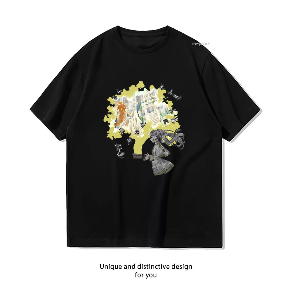 Sousou no Frieren Flamme Frieren Beyond Journey's End T-shirt Summer Cotton Woman Man Graphic T Shirts Adult O-neck Tops