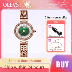 OLEVS-Montre à quartz étanche avec cadran en diamant pour femme, montre-bracelet pour femme, bracelet en acier inoxydable, marque originale, luxe élégant, nouveau