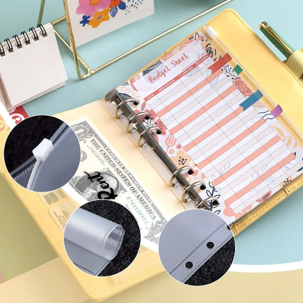A6 Binder Planner Macaron Color Personal Financial Budget Notebook Zipper Storage Pouch Stationery Organizer Office School Gift