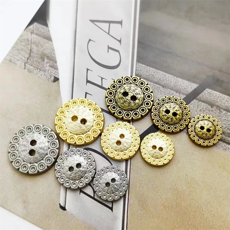 10pcs Fashion Retro Two Holes Flatback Metal windbreaker suit Shirt Decoration Buttons