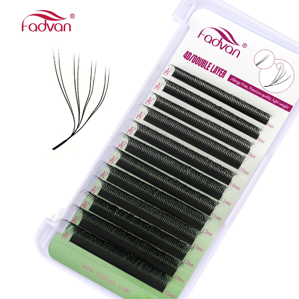 FADVAN 3D/4D/5D W-förmige Doppelspitzen-Wimpernverlängerungen, Natürliche Softlight-Volumen-Fächerwimpern 0.07 Curl C D Schwarze Wimpern
