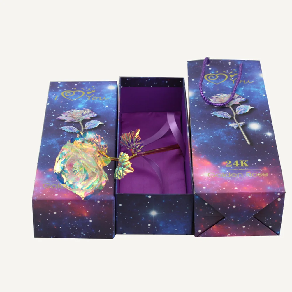 

Golden Rose Gift Box Present Flower with Eternity Design Luxury Boxed Bloom for Lovers Friends Special Occasions Home Decoration