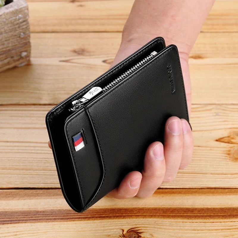 Men Short Wallet Luxury Genuine Leather Wallet For Men Women Purse Standard Card Holders High Quality Zipper Wallets