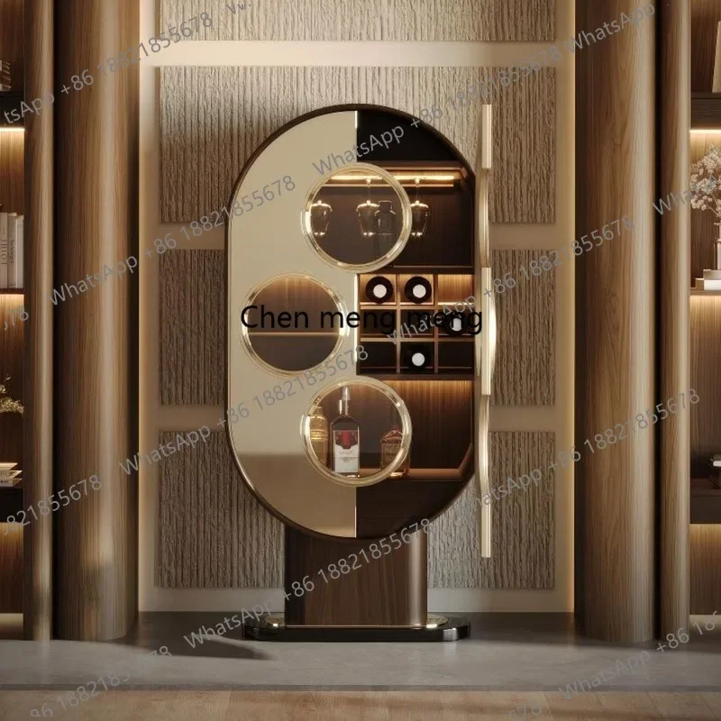 E182 Premium solid wood wine cabinet luxury living room red wine cabinet wall storage display cabinet