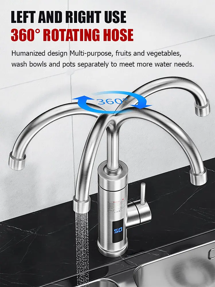 Instant Tankless Water Heater Electric Hot Water Faucet Kitchen Bathroom Tap Water tant Electric Tap Fast Heating Water Heater