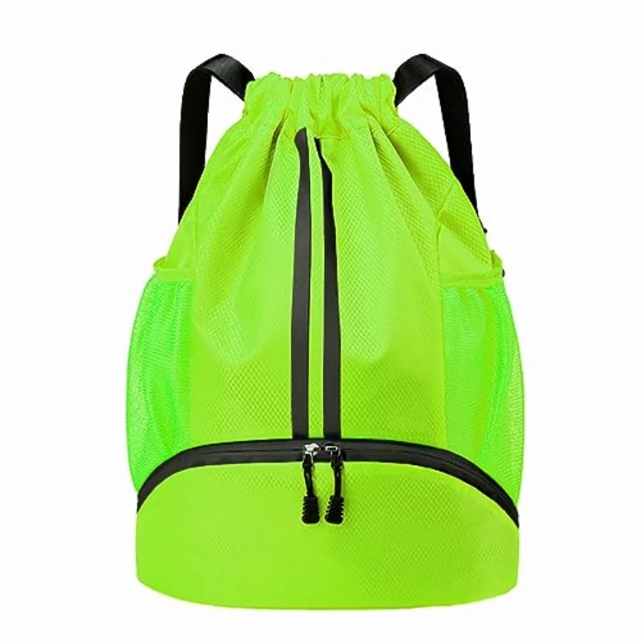 

Sports Drawstring Backpack - String Swim Gym Bag with Shoes Compartment and Wet Proof Pocket for WomenandMen