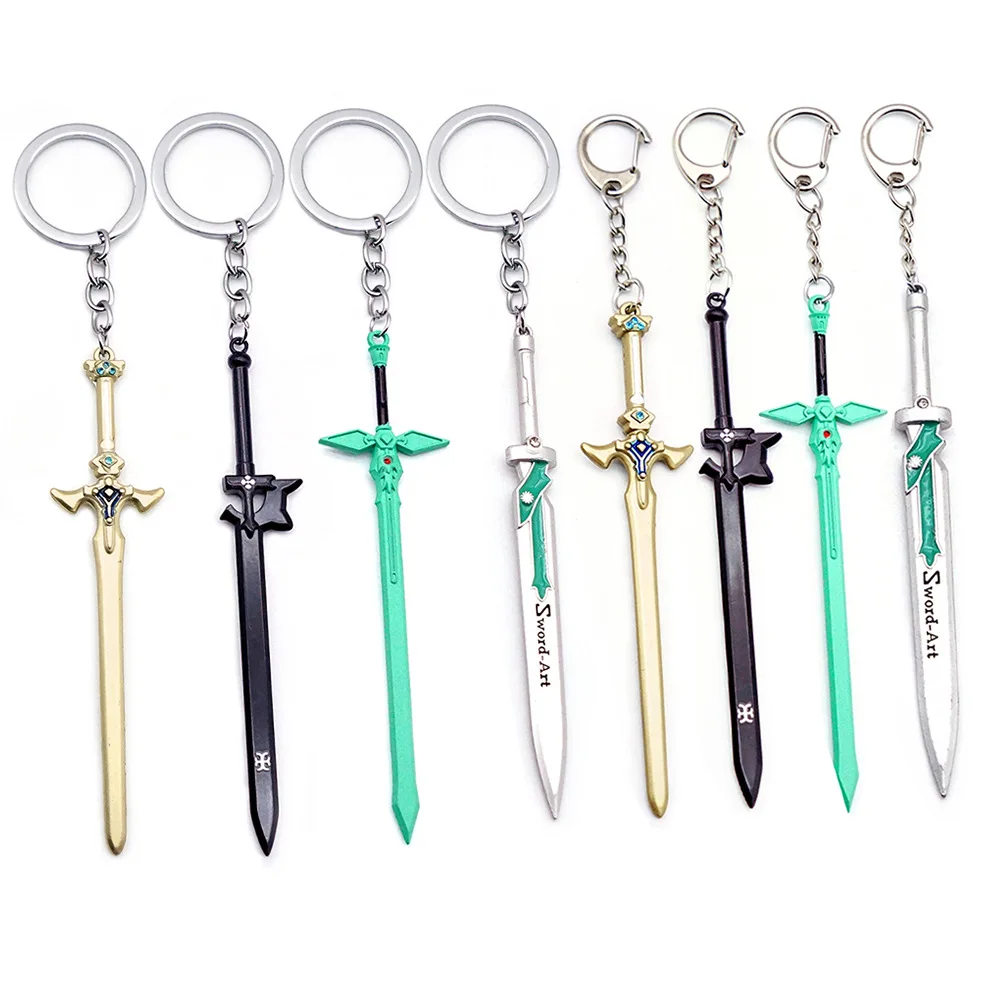 Sword Art Online Keychain SAO Asuna Kirito Elucidator DARK REPULSER Keyring for Men Anime Accessories Key Ring Pendant llaveros