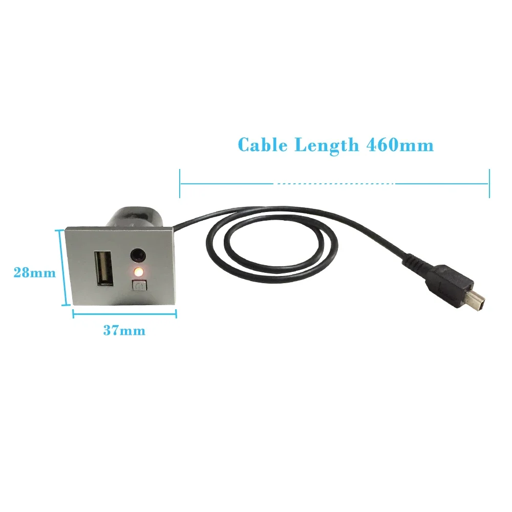USB AUX input adapter mini usb cable slot interface button black silver styling  for ford focus 2 mk2 2009 2010 2011 accessories