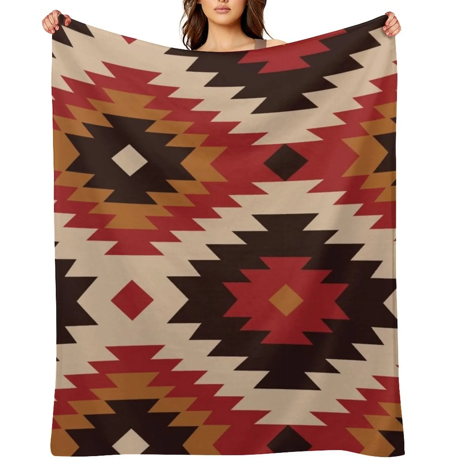 

Navajo Red And Mustard Throw Blanket Blankets For Bed Decorative Beds Soft Plush Plaid Baby Blankets