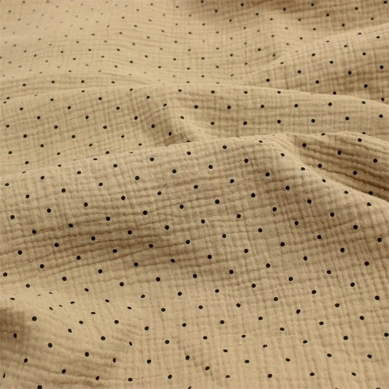 Двойная хлопчатобумажная марля 135x50 см, детская ткань для шитья из хлопкового крепа, классический горошек, ткань для домашней одежды