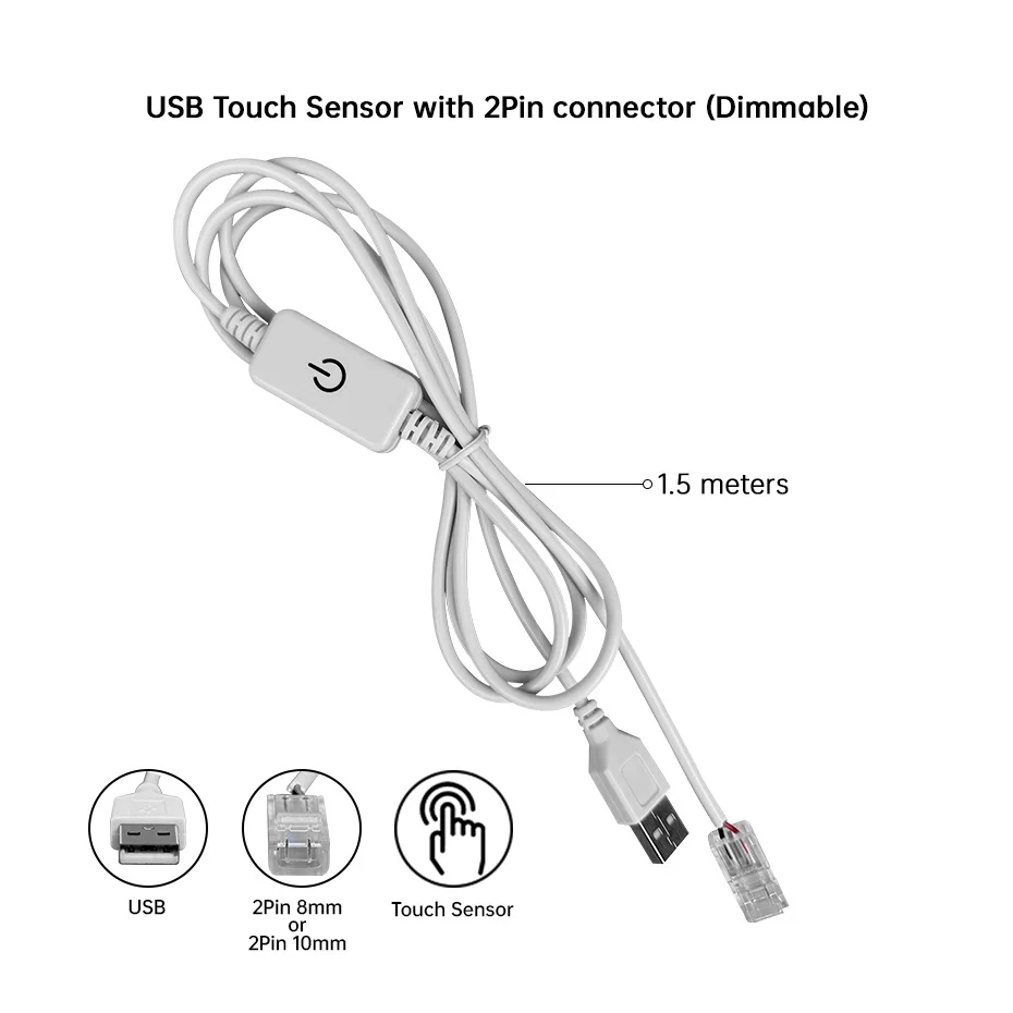 

Сенсорный датчик затемнения USB-кабель DC5V Ручной диммер с 2-контактным разъемом 8 мм 10 мм для светодиодных лент SMD