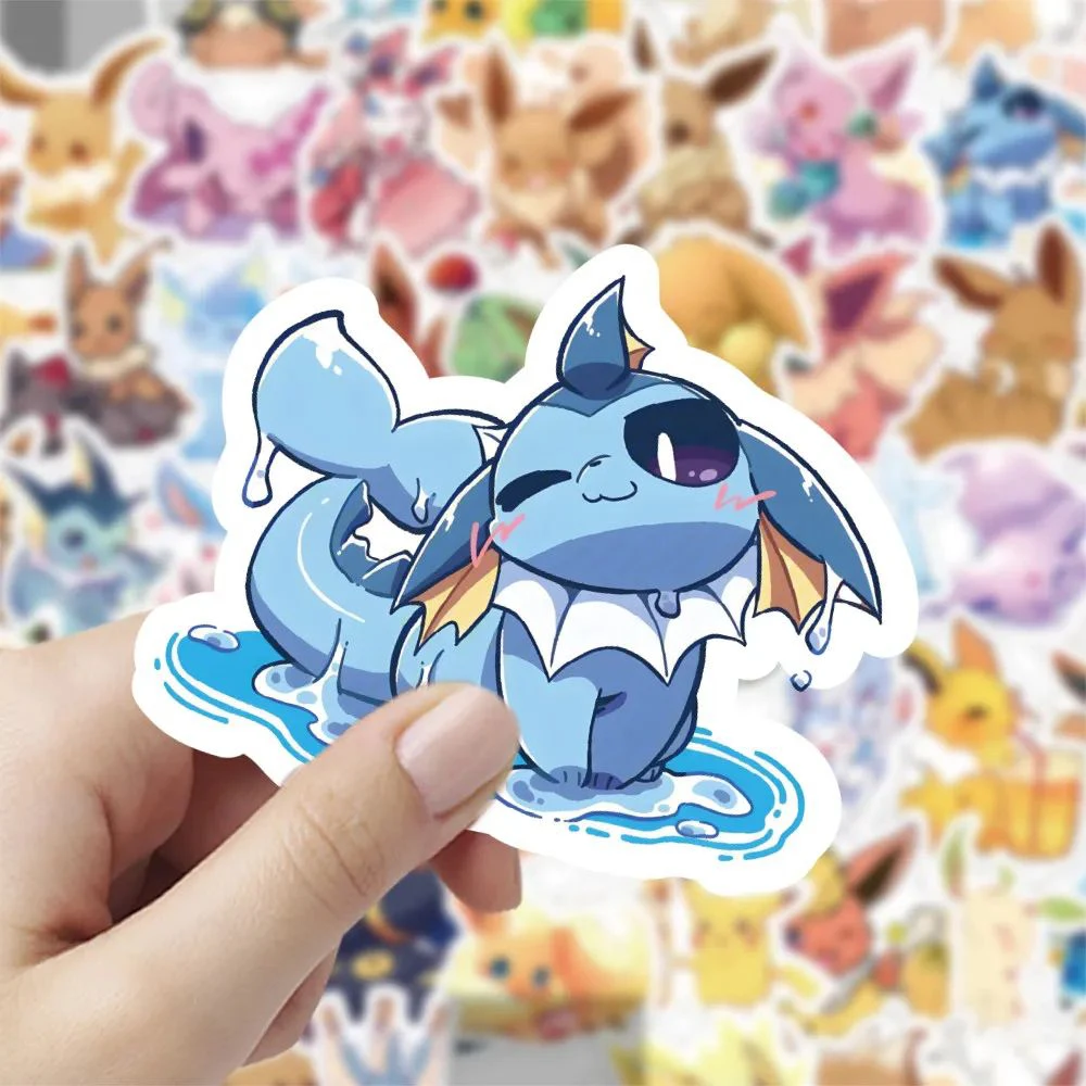 10/30/60pcs Cute Cartoon Pokemon Eevee Stickers Anime Decal Toys Graffiti Laptop Scrapbook Phone Waterproof Kawaii Sticker Gifts