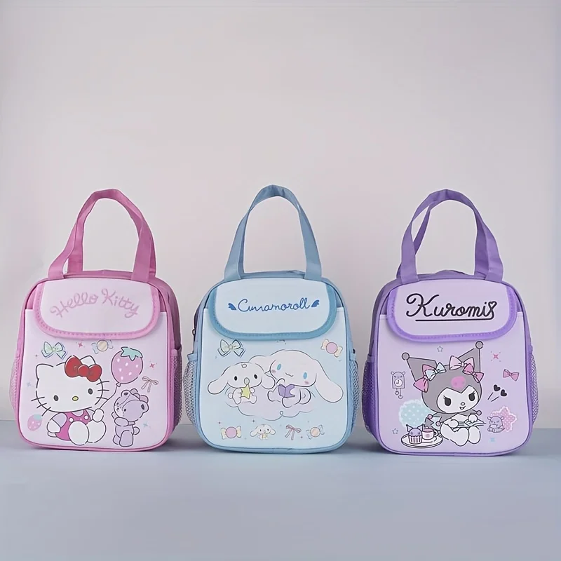 Bonito Sanrio isolado lancheira, elegante saco reutilizável, fecho de zíper dobrável, PU Material, sem forro, 1pc