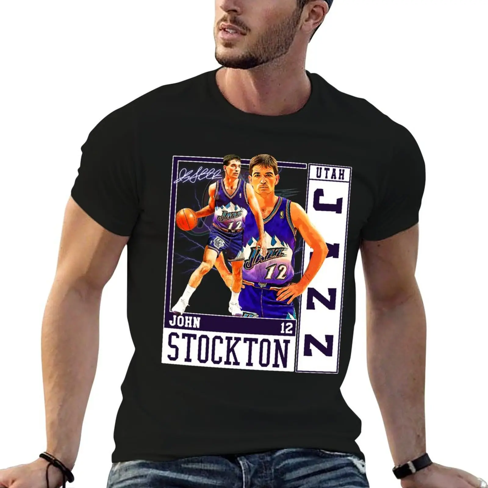 

John Stockton Legend Basketball Signature Vintage Retro 80s 90s Bootleg Rap Style T-Shirt man graphic t shirt T-Shirt