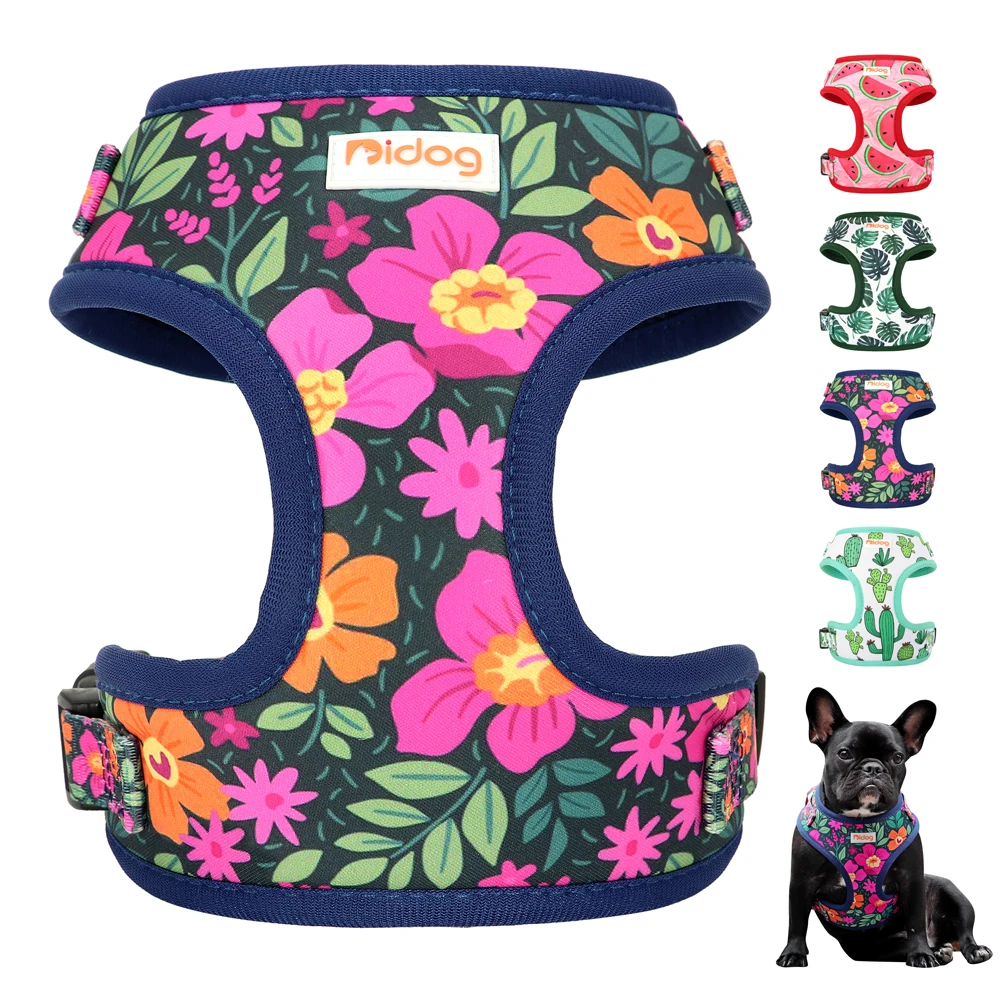 

Mesh Nylon Dog Harness Cute Printed Puppy Harnesses Vest Soft Breathable Pet Vests Adjustable For Small Medium Large Dogs Pug