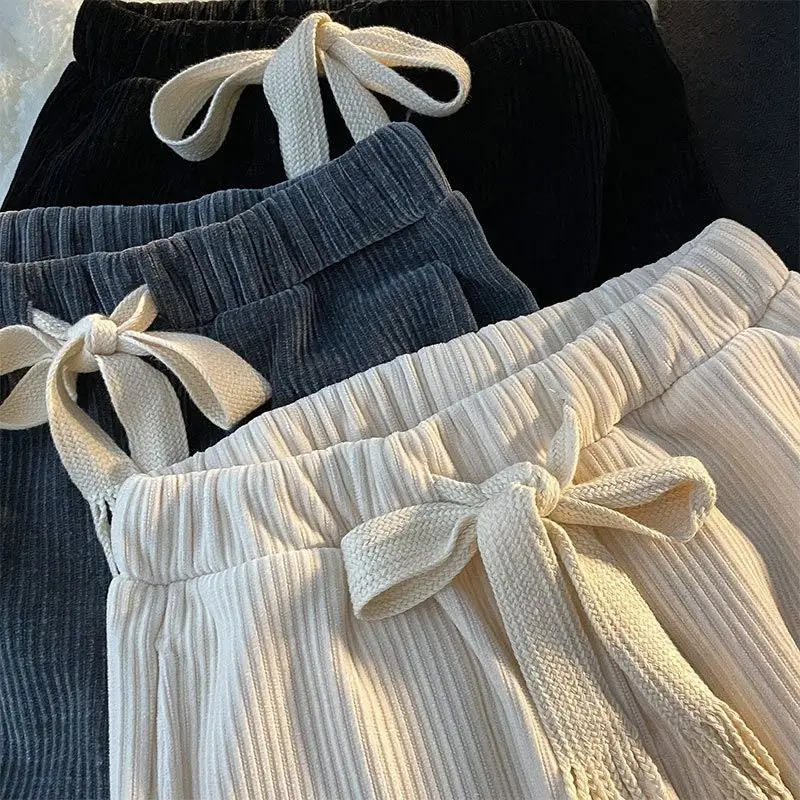 Corduroy Harun-broek voor dames in de lente en zomer, Koreaanse casual studentenbroek