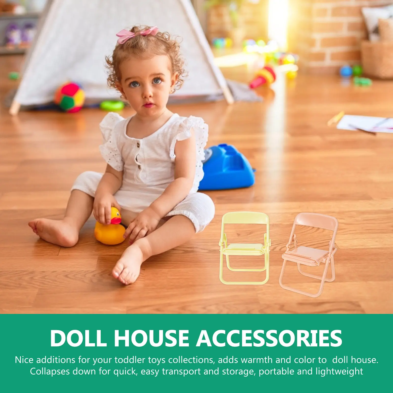 

2 шт. миниатюрных складных стульев для интерьера кукольного домика, портативная легкая мини-мебель, реквизит для фотосессий, аксессуары