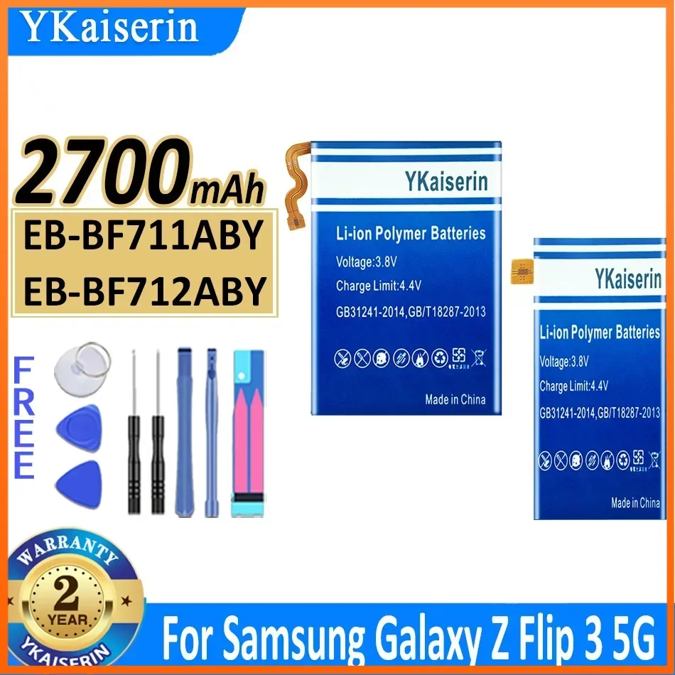 

YKaiserin 1300mAh/2700mAh Replacement Battery EB-BF711ABY EB-BF712ABY For Samsung Galaxy Z Flip3 flip 3 5G F7110 SM-F711B Mobile