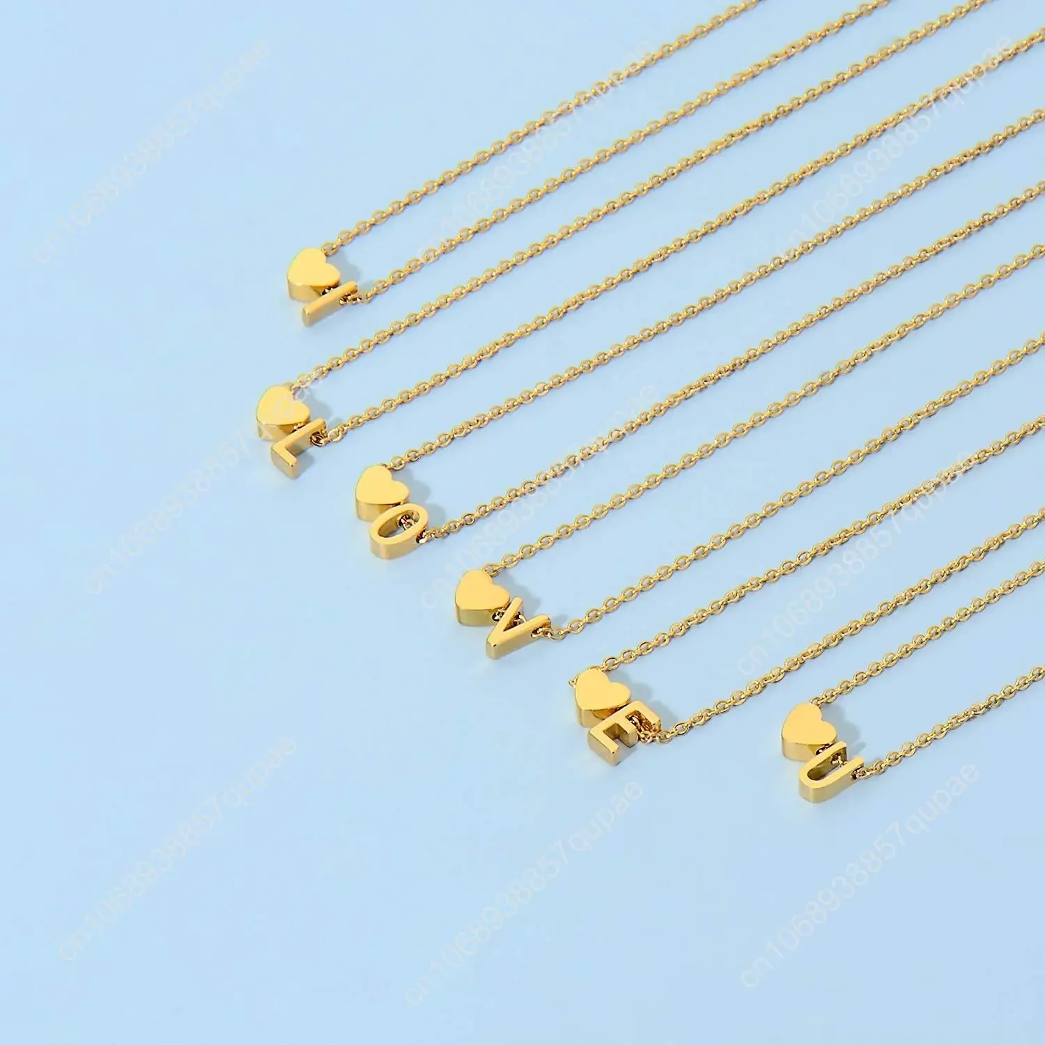 Initial Heart Necklace 18K Gold Plated Stainless Steel Tiny Heart Letter Necklace Personalized Monogram Name Necklace for Women