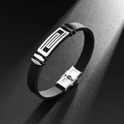 Trend Stainless Steel Letter Silicone Bracelet Charming Men's Bracelet New Fashion Jewelry Accessorie Party Valentine's Day Gift