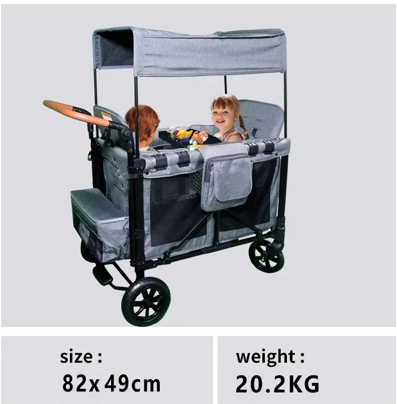 2 Chil-dren's Double Stroller Practical Truck3 in 1 Stroller Li-ght Stroller