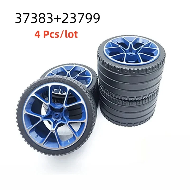 G-MOC 4 Pcs/lot Buildings Blocks 23799 Tyre For 37383 68577 23800 Wheel Hub Supercar Particle Assembles DIY Bricks Kids Toys