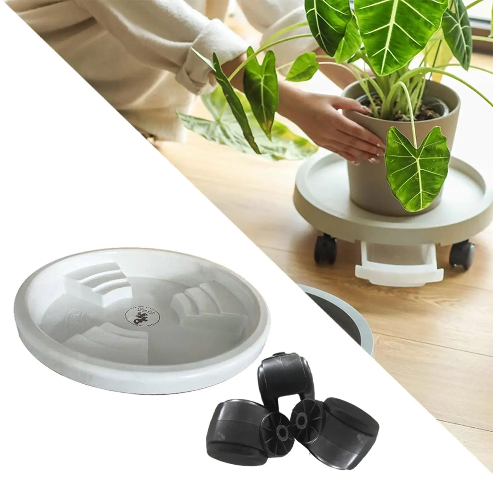 

Garden Rolling Plant Stand with Wheels Plant Saucer Roller for Shop Patio
