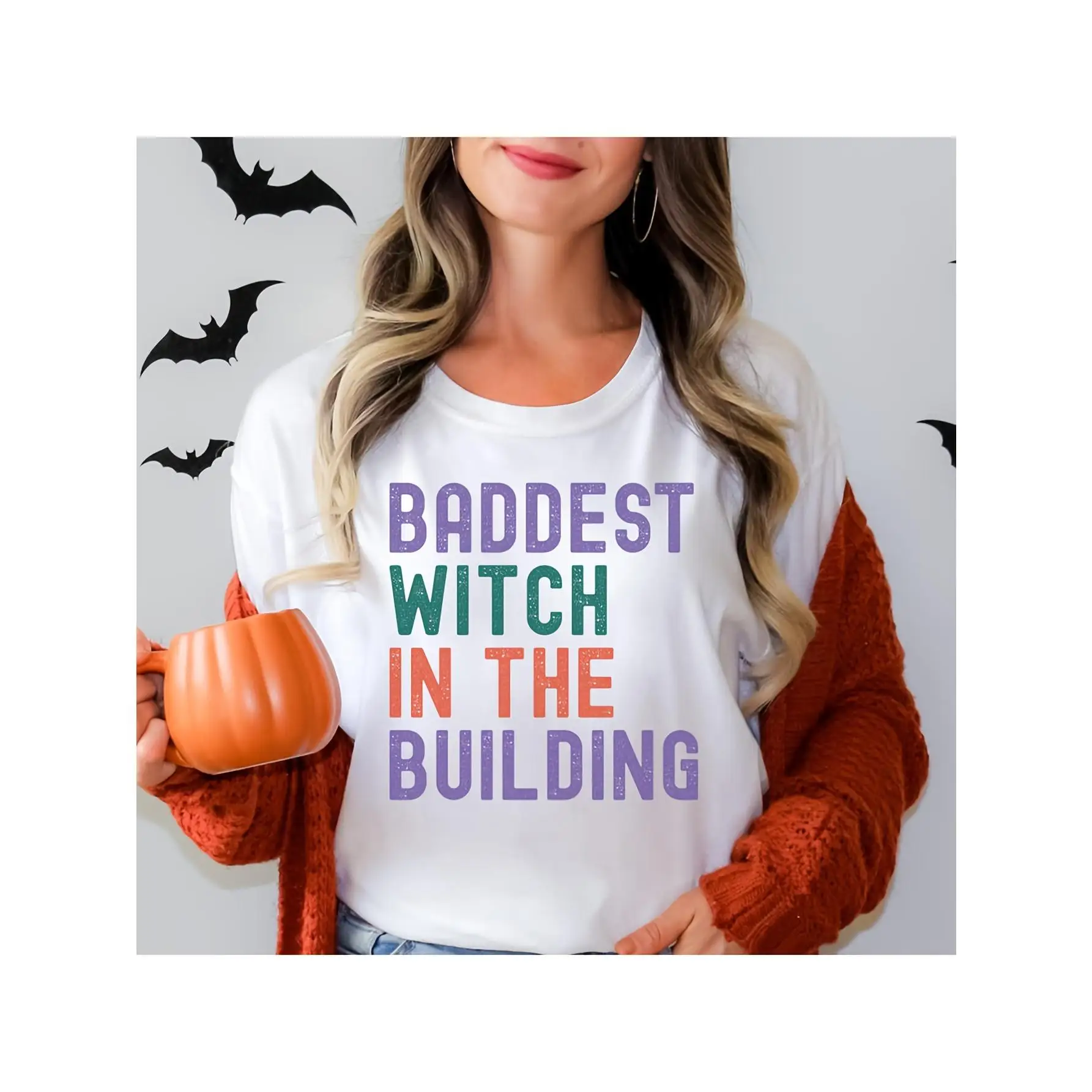 

Baddest Witch in the Building T-shirt Women Funny Halloween Tee Witchy Mom Gift Top