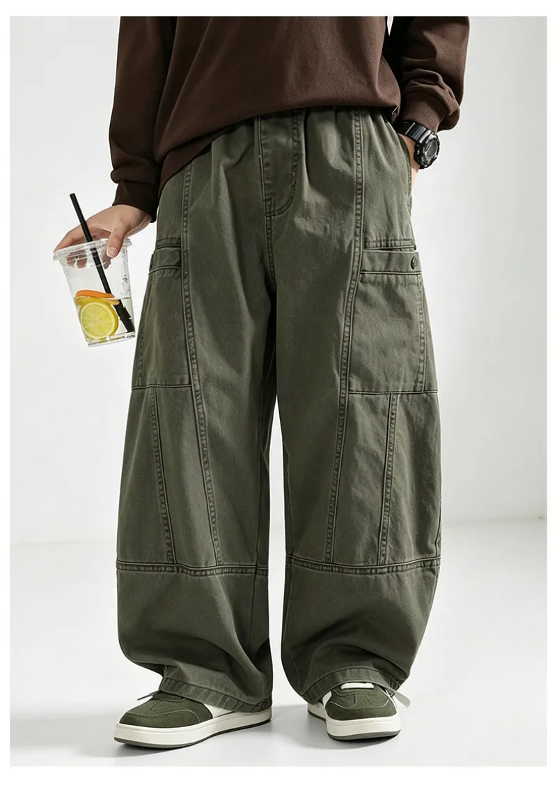 Kinder Jungen Gerade Hosen UNITIM Herbst Junior Jungen Latzhosen Lose Lässige Elastische Taille Teenager Jungen Weite Hosen – Detail 10
