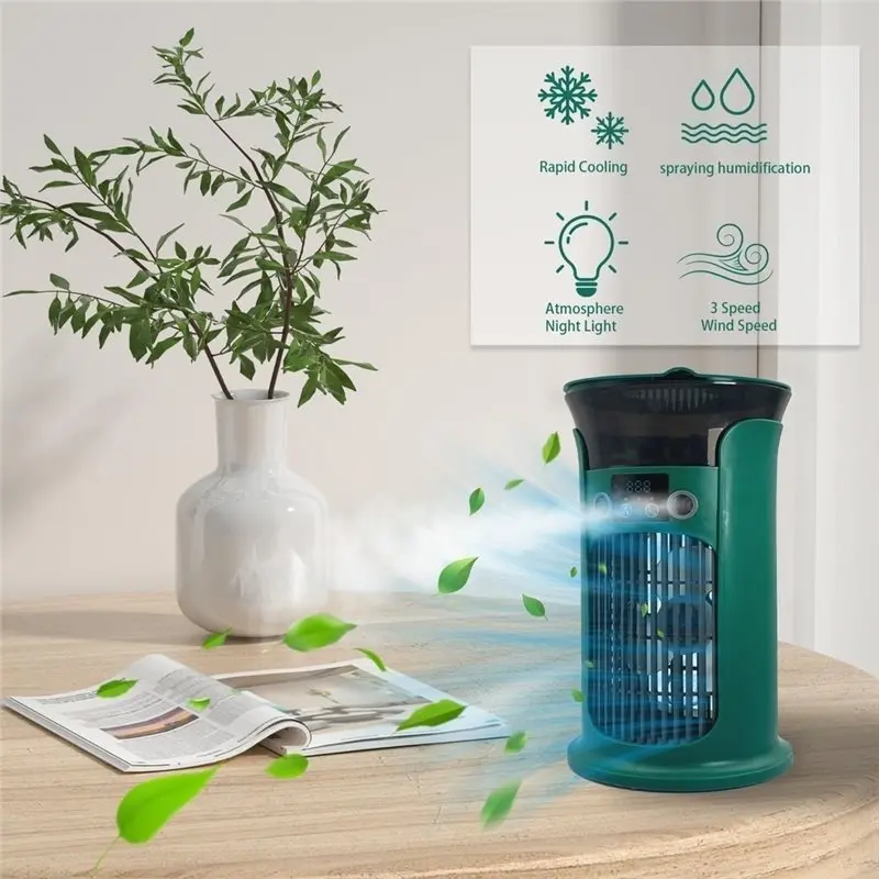 A21F-Portable Air Cooler For Room, 4-In-1 Multifunctional Mobile Air Conditioner Evaporative Cooling Fan For Home Travel
