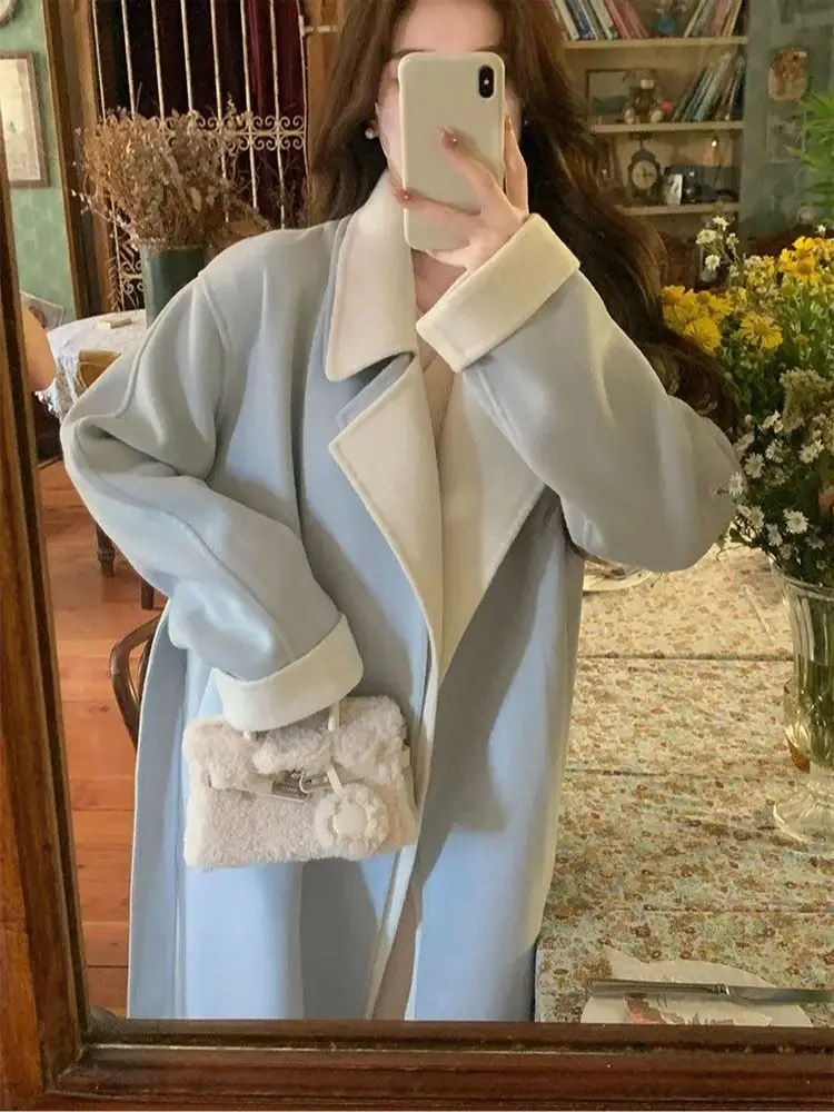 Design di nicchia versione coreana con un cappotto di lana pigro ed elegante per le donne In autunno e In inverno, nuova vestibilità ampia di fascia alta